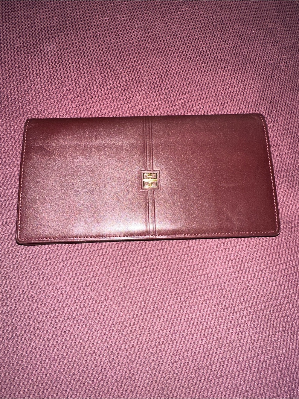 Givenchy Brown Leather Long Kisslock Flap Wallet